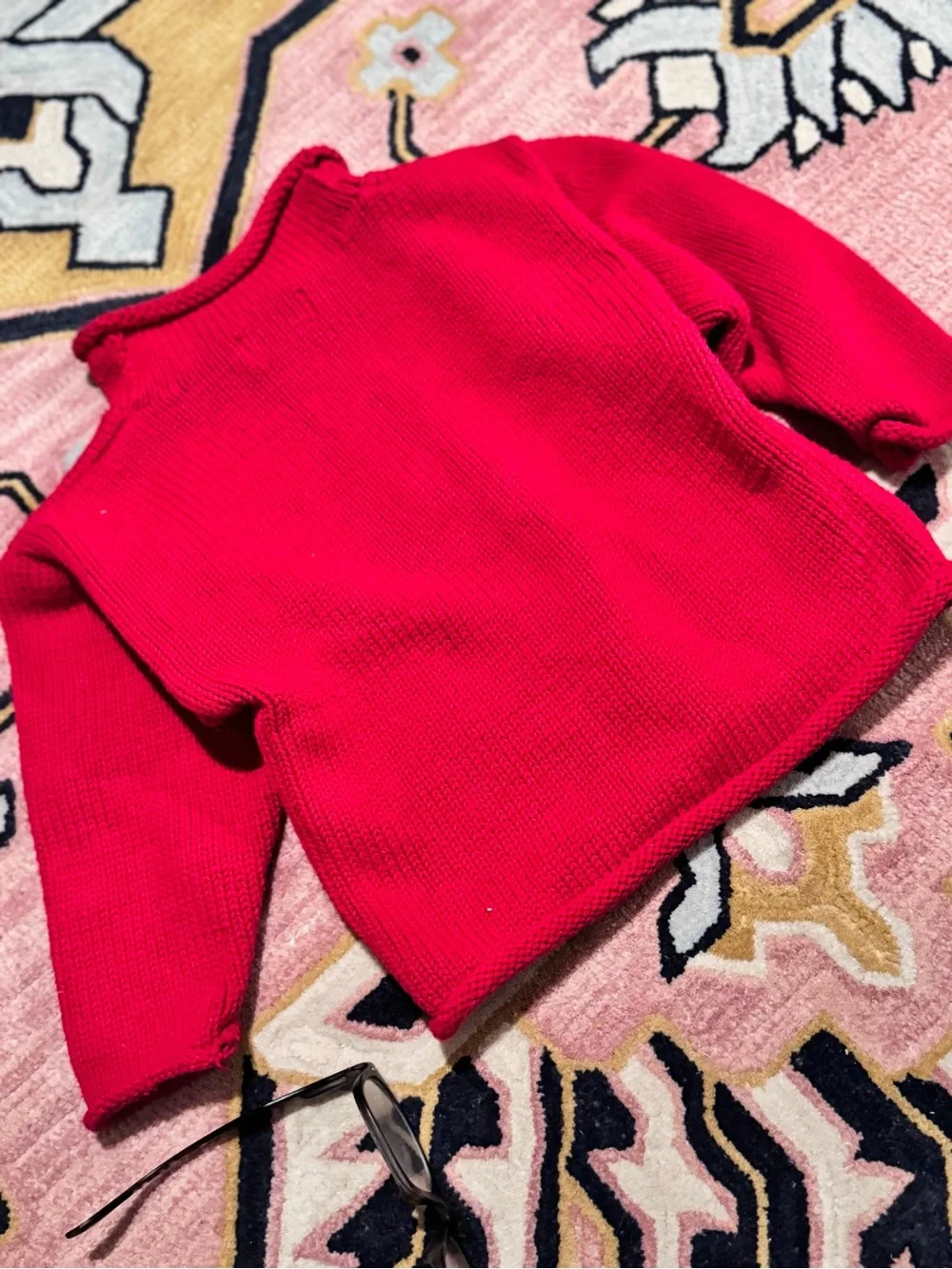 LUIGI KIDS roll neck train sweater in Red